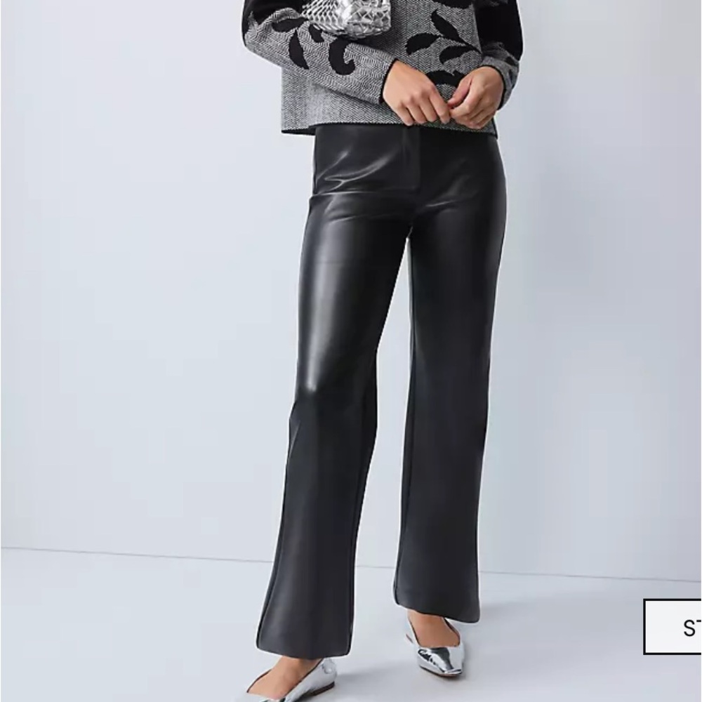 Ann Taylor Black Leather 100% straight-Leg Pants Size 8